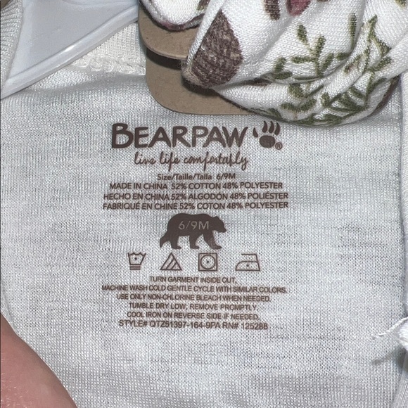BearPaw Kids Floral Footie - Cream and Brown NWT 6-9 months - Picture 7 of 8